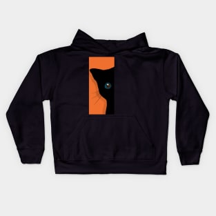 Shy Black Cat Kids Hoodie